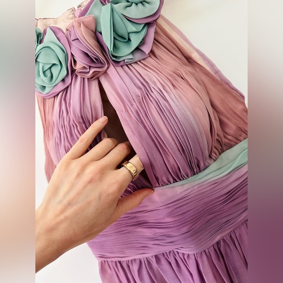 Bridesmaid Cocktail Party Dress - Ombre Rose Amethyst Mint BNWT Midi Chiffon - Picture 5 of 9